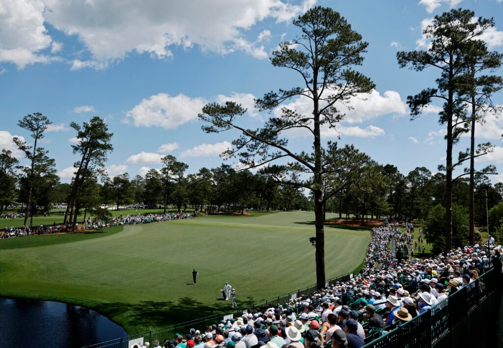 Amateur Hiroshi Tai of Singapore plays a shot on the 15th hole during the second round of The Masters at Augusta National Golf Club