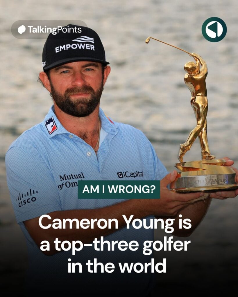 Cameron Young holds the trophy following his victory during the final round of THE PLAYERS Championship 2026