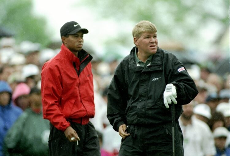 31 May 1997: Tiger Woods (left) and John Daly (right) scan the fairway during the third round of The Memorial Tournament at Muirfield Village Golf ...