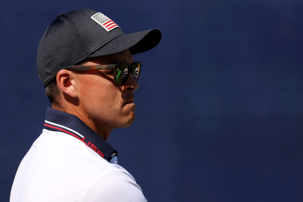 Rickie Fowler looks on during the Saturday afternoon session at the 2023 Ryder Cup