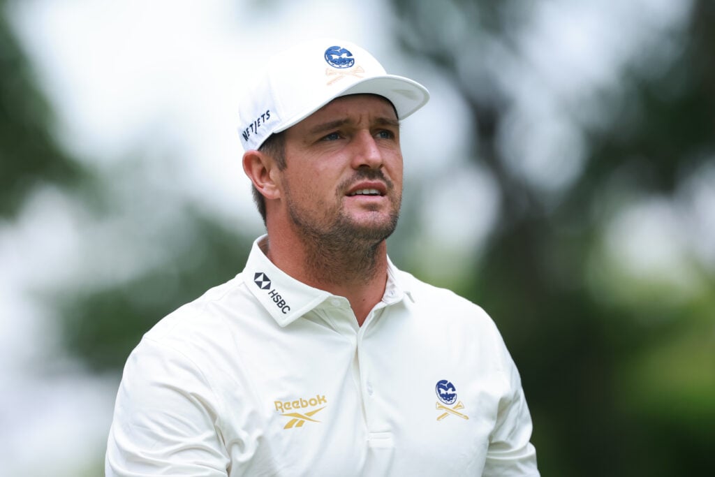 Bryson DeChambeau of Crushers GC looks looks on from the 17th tee prior to LIV Golf Mexico City at Club de Golf Chapultepec on April 15, 2026 in Mexico City
