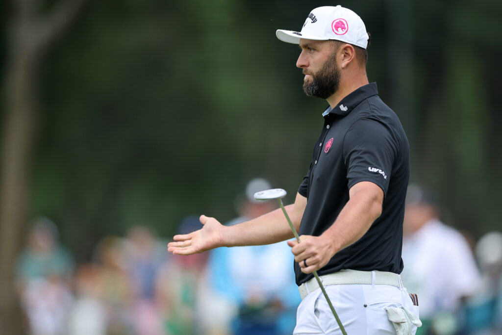 Jon Rahm looks confused after a putt during the final round of LIV Golf Mexico City