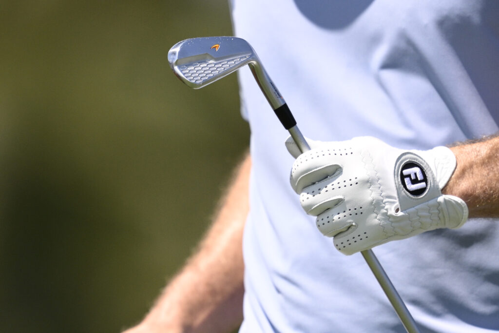 A close up of one of Justin Rose's McLaren irons during the second round of the Cadillac Championship