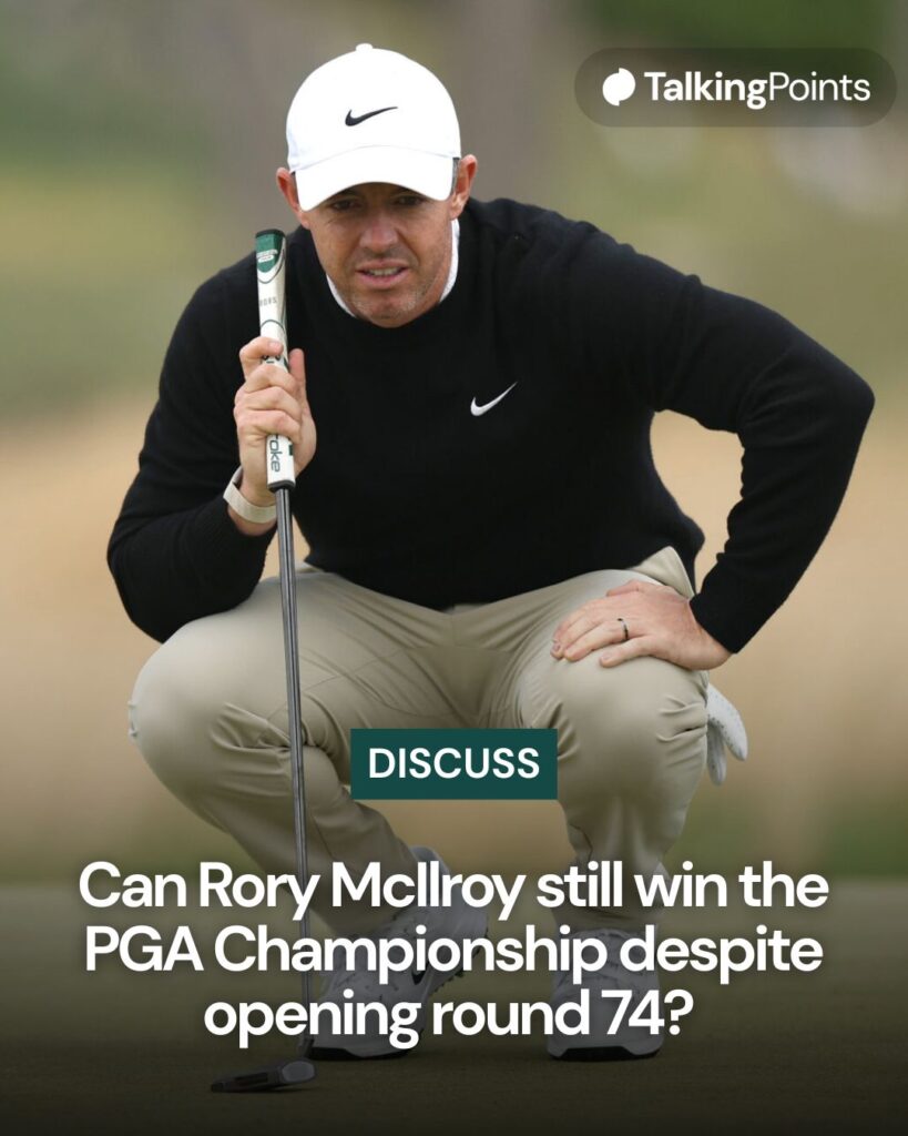 Rory McIlroy in action at Aronimink during round one of the PGA Championship